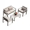 Hot Sale Hotel Resort New Design Modern Curved Brushed Aluminum Lounge Set Sofa Outdoor Furniture for Villa and Park Use