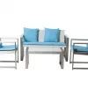 Hot Sale Hotel Resort New Design Modern Curved Brushed Aluminum Lounge Set Sofa Outdoor Furniture for Villa and Park Use