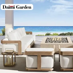 Hot Sale Modern Luxury Garden Furniture Set Sofa Patio Backyard Outdoor Wood Hotel Villa