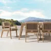 Latest Trend Solid Teak Wood Modern Outdoor Dining Set Waterproof Durable for Hotels Parks Halls Courtyard Villa