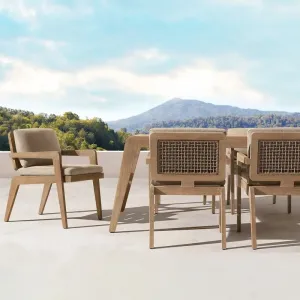 Latest Trend Solid Teak Wood Modern Outdoor Dining Set Waterproof Durable for Hotels Parks Halls Courtyard Villa
