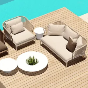 Leisure European Modern Garden Sofa One Seat Furniture Outdoor Patio Wood Eco-Friendly Waterproof Villa Park Courtyard Set