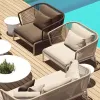 Leisure European Modern Garden Sofa One Seat Furniture Outdoor Patio Wood Eco-Friendly Waterproof Villa Park Courtyard Set