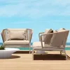 Leisure European Modern Garden Sofa One Seat Furniture Outdoor Patio Wood Eco-Friendly Waterproof Villa Park Courtyard Set