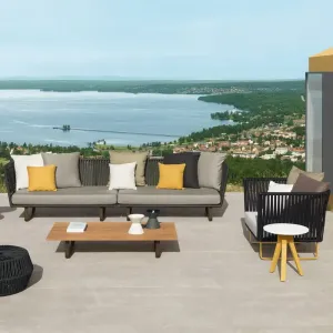 Leisure Hotel Garden Furniture Rattan Sectional Sofa Set Modern Patio Courtyard Park Waterproof Durable