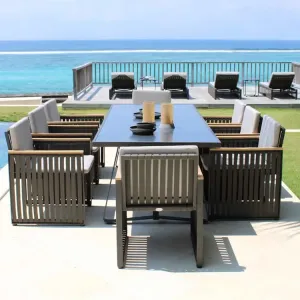 Leisure Tables Chairs Set Aluminum Alloy Teak Rain-Proof Sun-Proof Modern Design Outdoor Furniture for Hotel Park