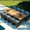 Leisure Tables Chairs Set Aluminum Alloy Teak Rain-Proof Sun-Proof Modern Design Outdoor Furniture for Hotel Park