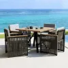 Leisure Tables Chairs Set Aluminum Alloy Teak Rain-Proof Sun-Proof Modern Design Outdoor Furniture for Hotel Park