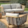 Luxurious Modular Outdoor Teak Rattan Sofa Set with Modern Design and Waterproof Cushions for Hotel Courtyard Park Use
