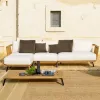 Luxurious Modular Outdoor Teak Rattan Sofa Set with Modern Design and Waterproof Cushions for Hotel Courtyard Park Use