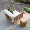 Luxurious Modular Outdoor Teak Rattan Sofa Set with Modern Design and Waterproof Cushions for Hotel Courtyard Park Use