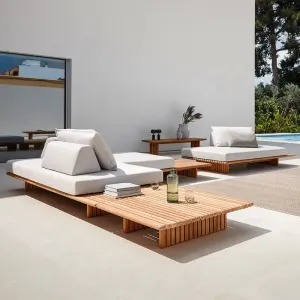 Luxury Custom Modern Solid Wood Garden Outdoor Furniture Combination Set Teak Sofa for Villa Apartment Hotel Courtyard Park