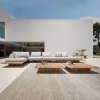 Luxury Custom Modern Solid Wood Garden Outdoor Furniture Combination Set Teak Sofa for Villa Apartment Hotel Courtyard Park