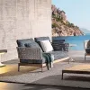 Luxury L-shape Outdoor Wood Furniture Modern Design Weather-Resistant UV-Resistant PE Rattan High-Density Foam Cushions Sofa