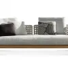 Luxury L-shape Outdoor Wood Furniture Modern Design Weather-Resistant UV-Resistant PE Rattan High-Density Foam Cushions Sofa