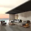 Luxury Modern Garden Wicker Rattan Teak Wood Sectional Sofa Set for Outdoor Patio Hotel Courtyard Use-Eco-Friendly Waterproof