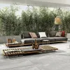 Luxury Modern Garden Wicker Rattan Teak Wood Sectional Sofa Set for Outdoor Patio Hotel Courtyard Use-Eco-Friendly Waterproof