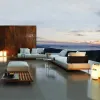 Luxury Modern Garden Wicker Rattan Teak Wood Sectional Sofa Set for Outdoor Patio Hotel Courtyard Use-Eco-Friendly Waterproof
