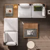 Luxury Modern Garden Wicker Rattan Teak Wood Sectional Sofa Set for Outdoor Patio Hotel Courtyard Use-Eco-Friendly Waterproof
