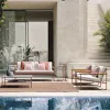 Luxury Modern Hotel Park Garden Patio Furniture Outdoor Chair Table Set Aluminium Frame Rattan Woven Durable Waterproof
