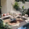 Luxury Modern Hotel Park Garden Patio Furniture Outdoor Chair Table Set Aluminium Frame Rattan Woven Durable Waterproof