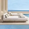 Luxury Modern Outdoor Furniture Garden Lounge Sofa Set Teak Wood Waterproof Eco-Friendly Durable Customized Hotel