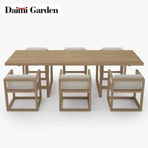 Luxury Modern Teak Outdoor Dining Furniture Set with Waterproof Durable Design for Patio and Garden