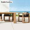 Luxury Modern Teak Outdoor Dining Furniture Set with Waterproof Durable Design for Patio and Garden