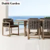 Luxury Modern Teak Outdoor Dining Furniture Set with Waterproof Durable Design for Patio and Garden