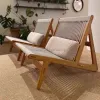 Luxury Modern Teak Outdoor Garden Sofa Set Olifen Rope Woven Design Durable Waterproof Cushions Weather Resistant UV-Resistant
