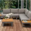 Luxury Modern Villa Outdoor Garden Sofa Set with Teak Wood Durable Waterproof Design