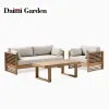 Luxury Modern Waterproof Teak Wood Sectional Garden Outdoor Sofa Set Cushions for Villa Apartment Courtyard Balcony Patio Hotel