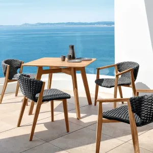 Luxury Solid Teak Wood Dining Table Chairs Set-Modern Design Waterproof Durable Outdoor Furniture for Hotels Villas-Wholesale