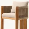 Luxury Teak Frame High Platform Cushion Solid Teak Modern Outdoor Single Sofa Chair for Dining and Hotel Use