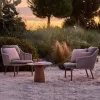Luxury Teak Modern Outdoor Dining Set for Courtyard Hotel Use Round Table and Chair Rope Garden Furniture
