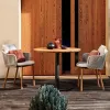 Luxury Teak Modern Outdoor Dining Set for Courtyard Hotel Use Round Table and Chair Rope Garden Furniture