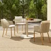 Luxury Teak Modern Outdoor Dining Set for Courtyard Hotel Use Round Table and Chair Rope Garden Furniture