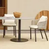 Luxury Teak Modern Outdoor Dining Set for Courtyard Hotel Use Round Table and Chair Rope Garden Furniture