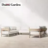 Luxury Waterproof Modern Garden Sofa Set Patio Teak Wood Aluminum Outdoor Courtyard Apartment Hotel Villa