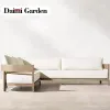 Luxury Waterproof Modern Garden Sofa Set Patio Teak Wood Aluminum Outdoor Courtyard Apartment Hotel Villa