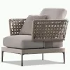 Luxury Waterproof Sunscreen Rattan Sofa Lounge Courtyard Leisure Patio Garden Single Sofa