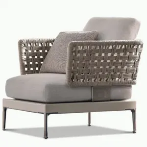 Luxury Waterproof Sunscreen Rattan Sofa Lounge Courtyard Leisure Patio Garden Single Sofa