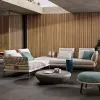 Luxury Waterproof Sunscreen Rattan Sofa Lounge Courtyard Leisure Patio Garden Single Sofa