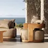 Luxury Wooden Garden Sofa Set-Waterproof Modern Outdoor Furniture for Villa Courtyard Use Teak Patio Sofa