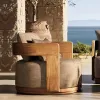 Luxury Wooden Garden Sofa Set-Waterproof Modern Outdoor Furniture for Villa Courtyard Use Teak Patio Sofa