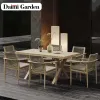 Manufacturers Wholesale Durable Teak Rattan Outdoor Dining Tables and Chairs for Sunny Courtyard Villa Garden Use