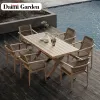 Manufacturers Wholesale Durable Teak Rattan Outdoor Dining Tables and Chairs for Sunny Courtyard Villa Garden Use