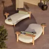 Modern All Weather Arc-shaped Outdoor Sofa Teak Wood Frame Rope Woven Waterproof Daybed Set for Patio Poolside