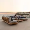 Modern All-weather Outdoor Wooden Teak Sofa Set Waterproof High-Density Foam Cushions-Durable Eco-Friendly Design for Garden