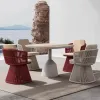 Modern Aluminum Frame Outdoor Dining Table Set Stone Top Rope Weave Chairs-Waterproof Eco-Friendly Comfortable Garden School